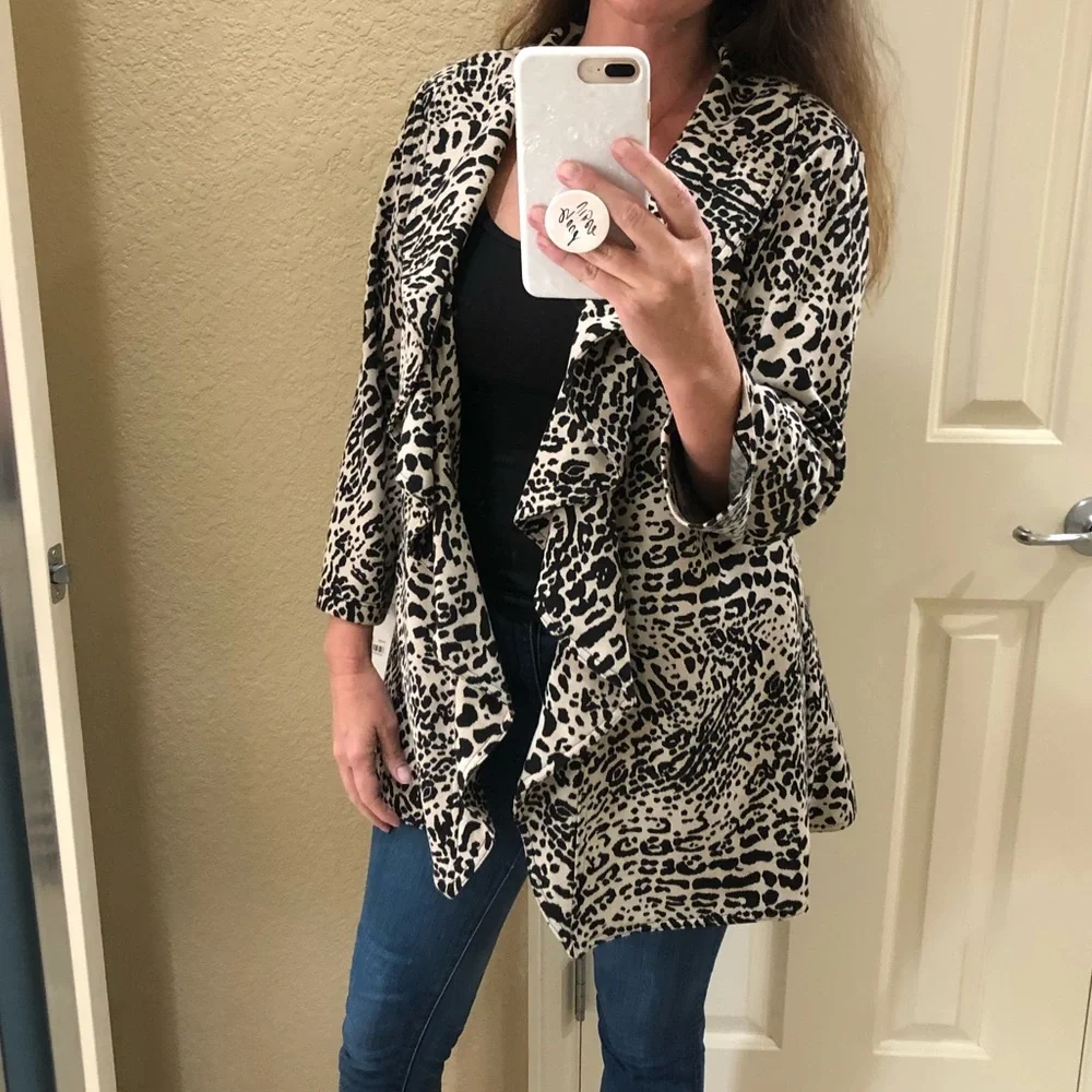 Calvin Klein leopard print ponte knit jacket NWT - Picture 8 of 9